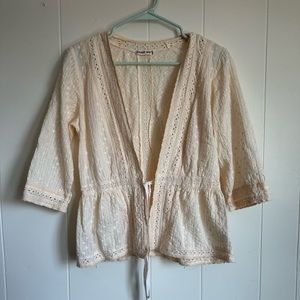 Johnny Was 3/4 Sleeve Eyelet Cardigan